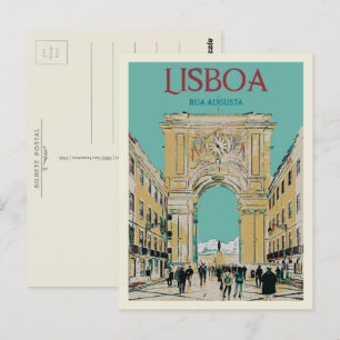 Lissabon Augusta Street Arch Illustratie Briefkaart