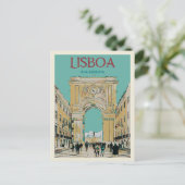 Lissabon Augusta Street Arch Illustratie Briefkaart (Staand voorkant)