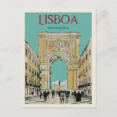 Lissabon Augusta Street Arch Illustratie Briefkaart (Voorkant)
