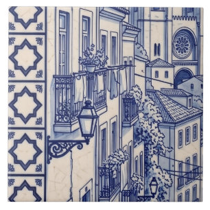 Lissabon Azulejo Muurschildering Tegel 3 van 6 Mid Tegeltje