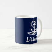 Lissabon - Beauful Sailor Style Blue en White Koffiemok (Voorkant rechts)