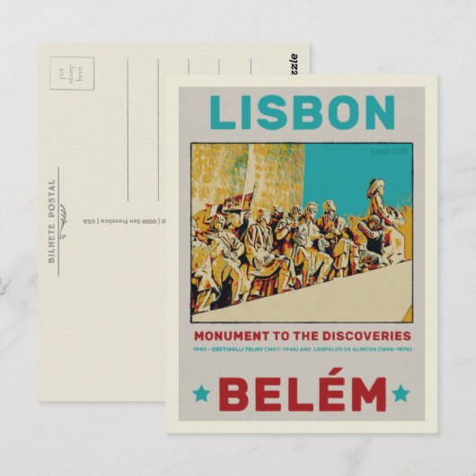 Lissabon Belem standbeeld Portugal Briefkaart (Voorkant / Achterkant)