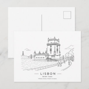 Lissabon Belem Toren Waterfront Illustratie Briefkaart