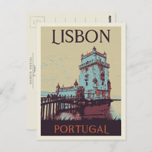 Lissabon Belem tower illustratie Portugal Briefkaart