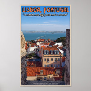 Lissabon - Boat op de Tejo Poster
