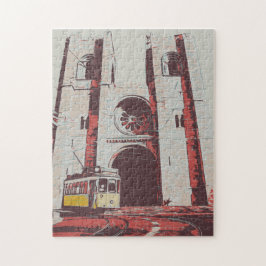 Lissabon cadeau Portugal, kathedraal met trolley Legpuzzel