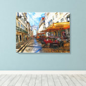 Lissabon Café, Portugal Canvas Afdruk (Insitu (Houten vloer))