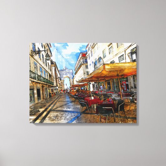 Lissabon Café, Portugal Canvas Afdruk (Voorkant)
