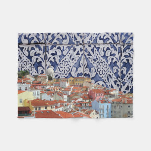 Lissabon City Portugal Tiles Montage - Azulejo Fleece Deken
