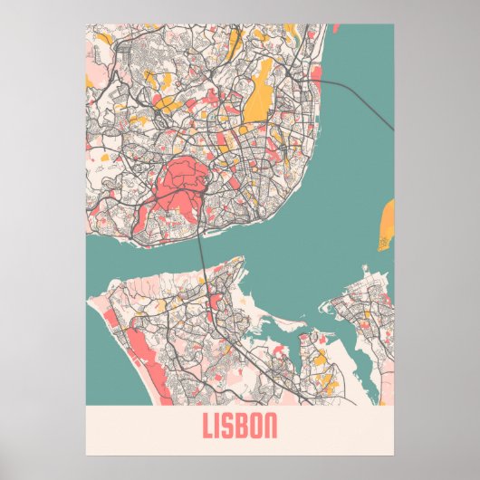 Lissabon - de stad Chalk in Portugal Poster (Voorkant)