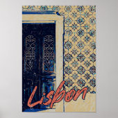 Lissabon-deur en -tegels illustratie Portugal Poster (Voorkant)