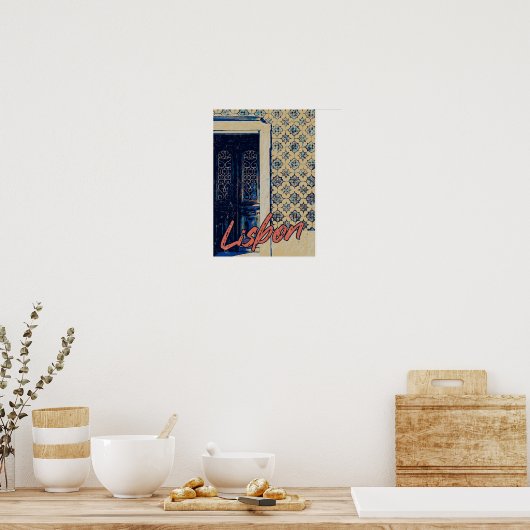 Lissabon-deur en -tegels illustratie Portugal Poster (Keuken)