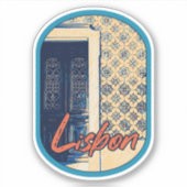 Lissabon-deur en -tegels illustratie Portugal Sticker (Voorkant)