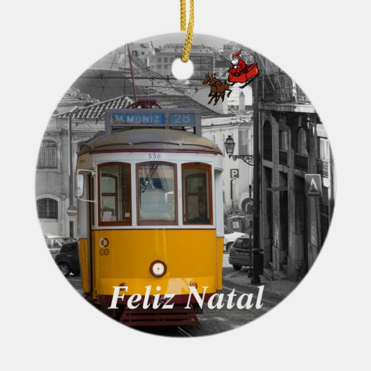 Lissabon Electric Tram-kerstversiering Keramisch Ornament (Voorkant)