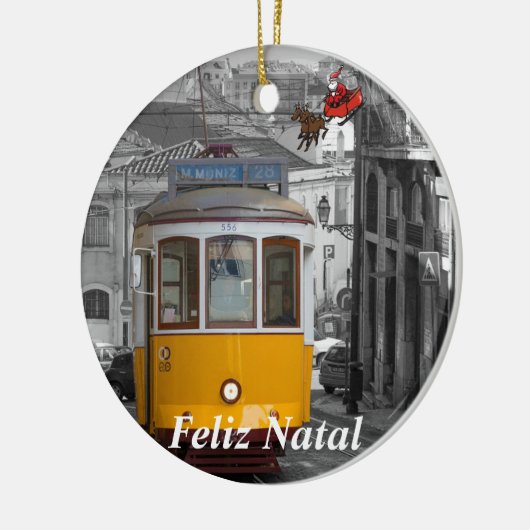 Lissabon Electric Tram-kerstversiering Keramisch Ornament (Links)