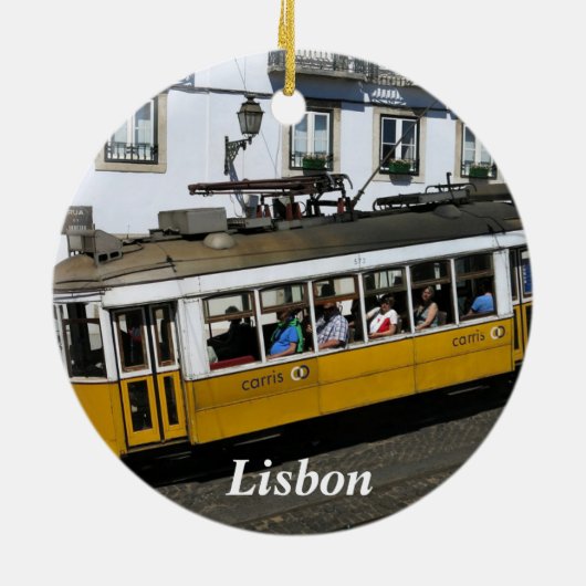 Lissabon Electric Tram-kerstversiering Keramisch Ornament (Achterkant)