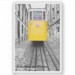 Lissabon Elevador da Gloria gele tram. B/W-foto Sticker