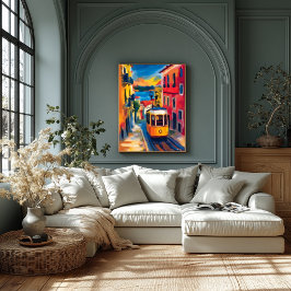 Lissabon Fauvistisch Stadsgezicht, Alfama Kleurrij Poster