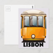 Lissabon gele Tram reisposter Briefkaart (Voorkant / Achterkant)