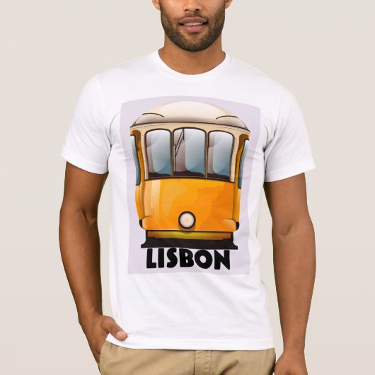 Lissabon gele Tram reisposter T-shirt (Voorkant)