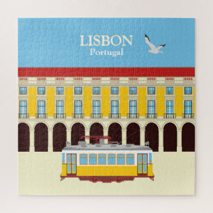Lissabon gele tram vintage stijl legpuzzel