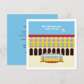 Lissabon gele vintage tram verjaardagsfeestje kaart (Voorkant / Achterkant)
