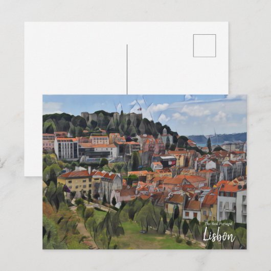 Lissabon Green Portugal Briefkaart (Voorkant / Achterkant)