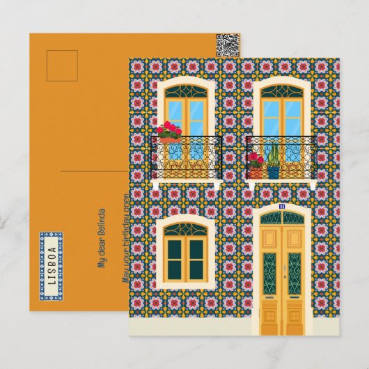 Lissabon huis met tegels briefkaart (Voorkant / Achterkant)