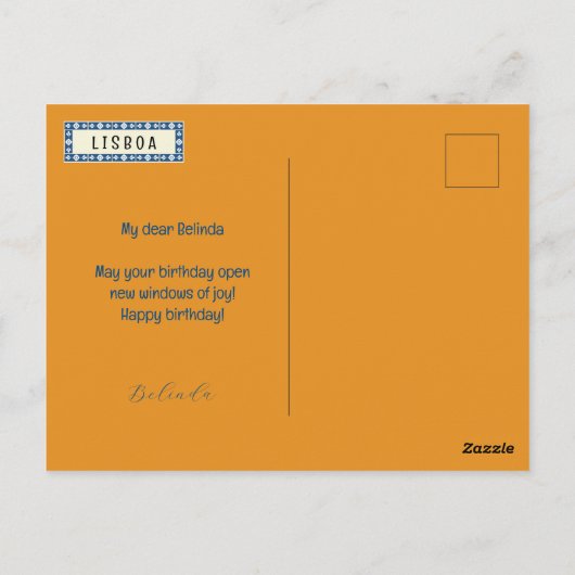 Lissabon huis met tegels briefkaart (Achterkant)