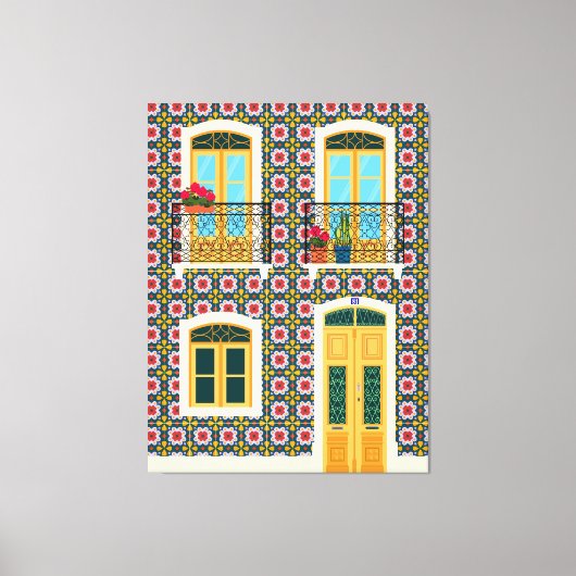 Lissabon huis met tegels canvas afdruk (Voorkant)