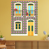 Lissabon huis met tegels canvas afdruk (Insitu (Woonkamer))