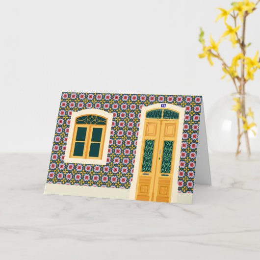 Lissabon huis met tegels kaart (Gele Bloem)