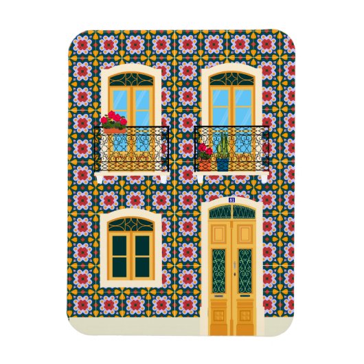 Lissabon huis met tegels magneet (Verticaal)