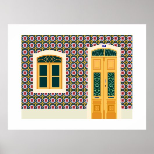 Lissabon huis met tegels poster (Voorkant)