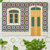 Lissabon huis met tegels theedoek (Gevouwen)