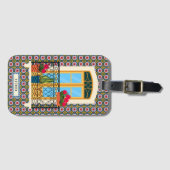 Lissabon huisraam met planten en tegels bagagelabel (Voorkant (horizontaal))