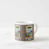 Lissabon huisraam met planten en tegels espresso kop (Voorkant rechts)