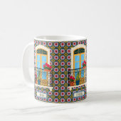 Lissabon huisraam met planten en tegels koffiemok (Voorkant links)