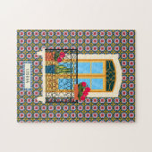 Lissabon huisraam met planten en tegels legpuzzel (Horizontaal)