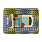 Lissabon huisraam met planten en tegels magneet (Horizontaal)