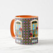 Lissabon huisraam met planten en tegels mok (Voorkant links)