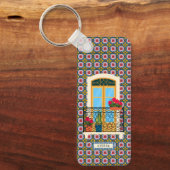 Lissabon huisraam met planten en tegels sleutelhanger (Voorkant)