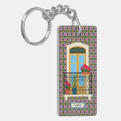 Lissabon huisraam met planten en tegels sleutelhanger (Voorkant Links)