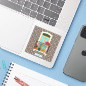 Lissabon huisraam met planten en tegels sticker (Laptop met iPhone)