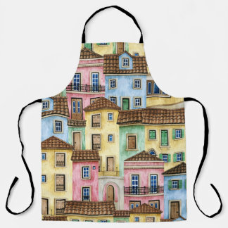 Lissabon Huizen: Waterverf kabelbaan. Schort