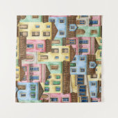 Lissabon Huizen: Waterverf kabelbaan. Wandkleed (Voorkant (horizontaal))