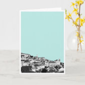 Lissabon in Blauwgroen Wenskaart Kaart (Gele Bloem)