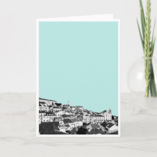 Lissabon in Blauwgroen Wenskaart Kaart