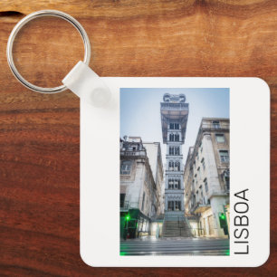 Lissabon in Portugal met Retro Lift Souvenir Sleutelhanger