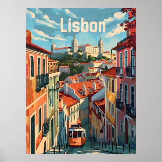 Lissabon kleuren: Tram verhalen in charmante strat Poster (Voorkant)